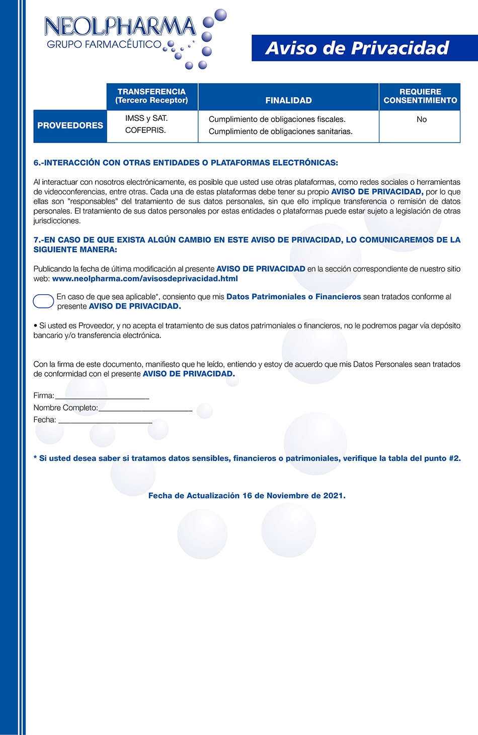 Descarga Aviso de Privacidad Proveedores